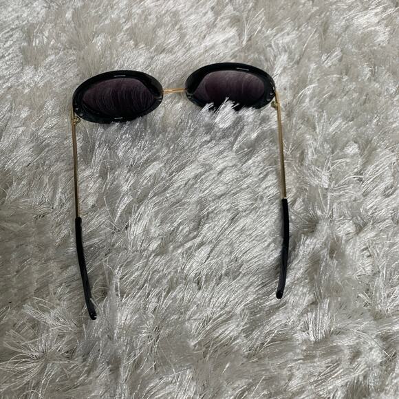 Fashion Round Black Gold Sunglasses OSFM - Picture 4 of 6